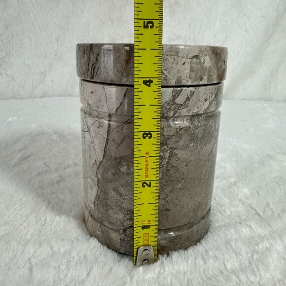 Handcrafted Gray Marble Storage Jar With Lid Trinket holder Heavy - Picture 6 of 8